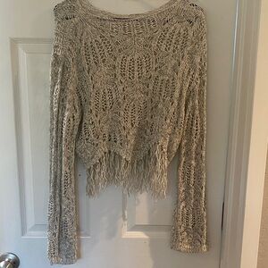 Cider Cream Fringe Knit Sweater